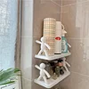Bathroom Self-adhesive Shampoo Shelves Shower Towel Storage Rack Cosmetic Toilet Organizer Home Decor Kitchen Plastic Rack 1Pc 4
