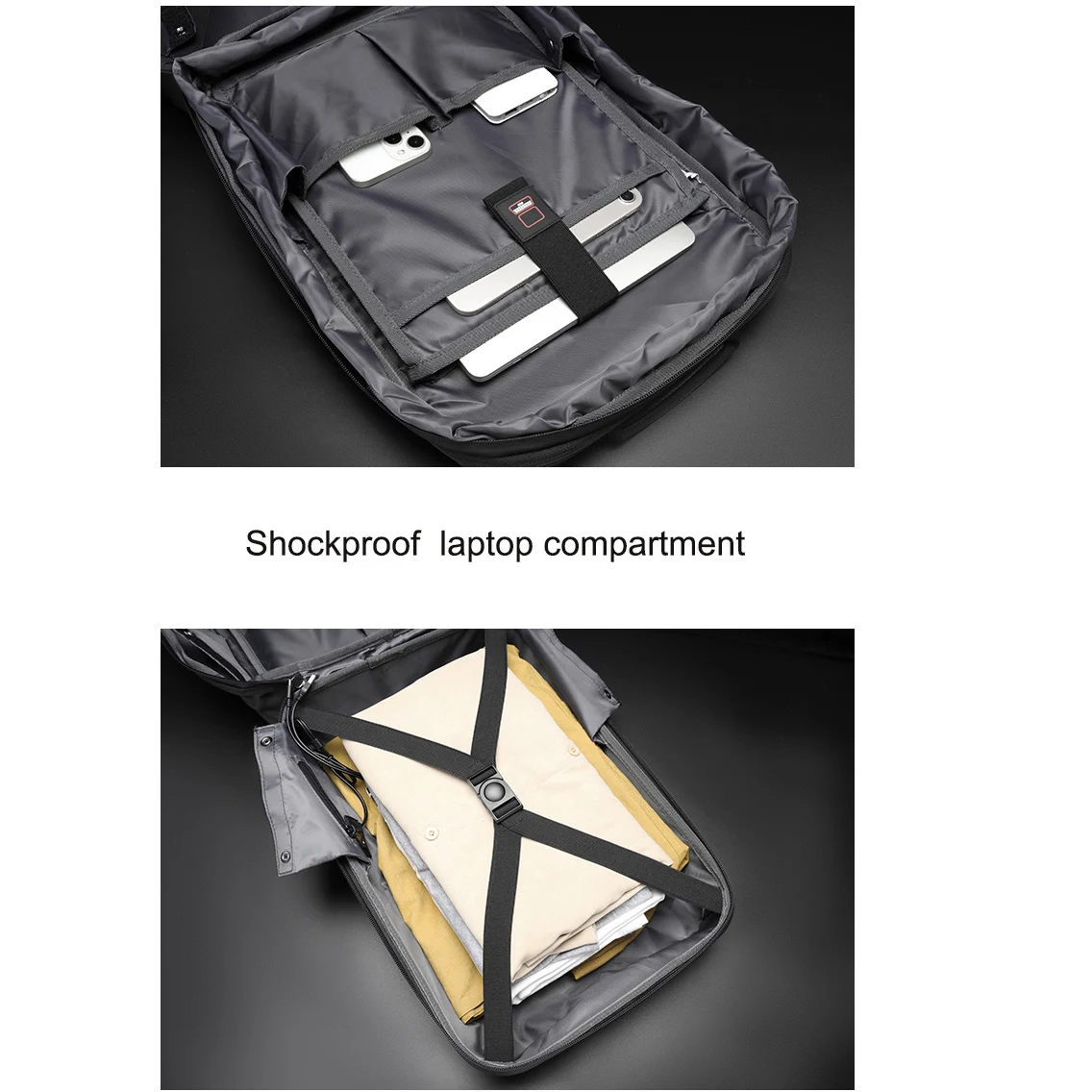 Multifunction Hard Shell Expandable Laptop Backpack, Waterproof Travel Gaming Backpack with USB Bookbag with Lock For 15.6 Inch