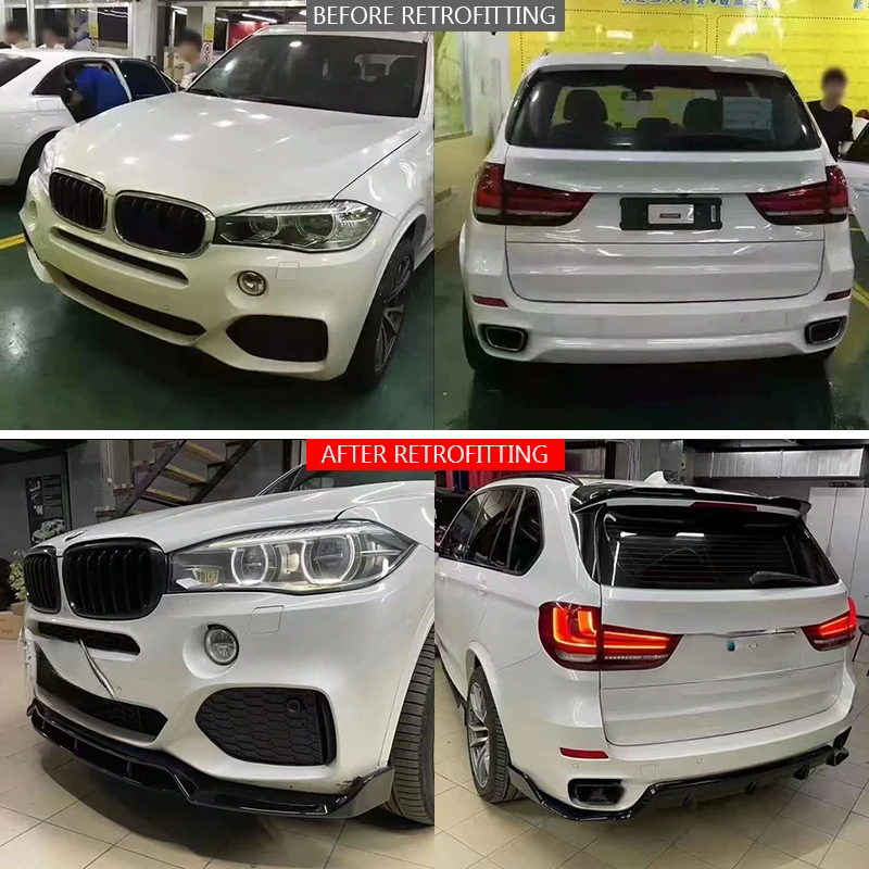 MT 스타일 자동차 개조 업그레이드 프론트 범퍼 프론트 립 리어 립 바디 키트 X5 F15 2013-2018