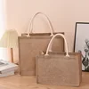 Hemp Bag Hand-painted Cotton Jute Bag Hand Held Imitation Linen Bag Shopping Bag Film Covered Bag Waterproof Hanbag 4