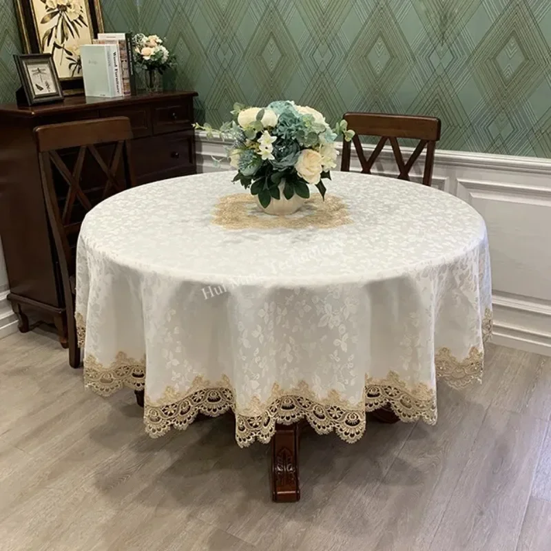 Table Cloth Round Tablecloth Art Household Lace Europe Dining Table Cover Embroidered Home Table Mat Dust Cover Home Decoration 2