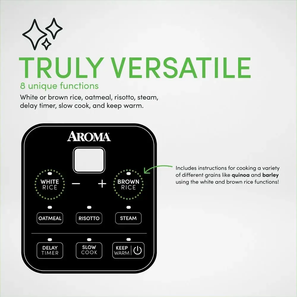 Digital Rice & Grain Multicooker 8-Cup Black ARC-994SB Cook Perfectly Rice Steam Vegetables Slow Cook Dishwasher Safe  ® New 4