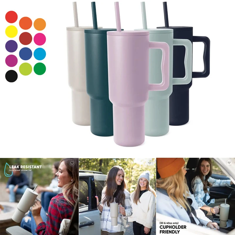 25pcs 40oz Sublimation Tumbler With Handle & Diamond Lids Stainless Steel  Vacuum Insulated Travel Coffee Cups Mug Water Bottle - AliExpress