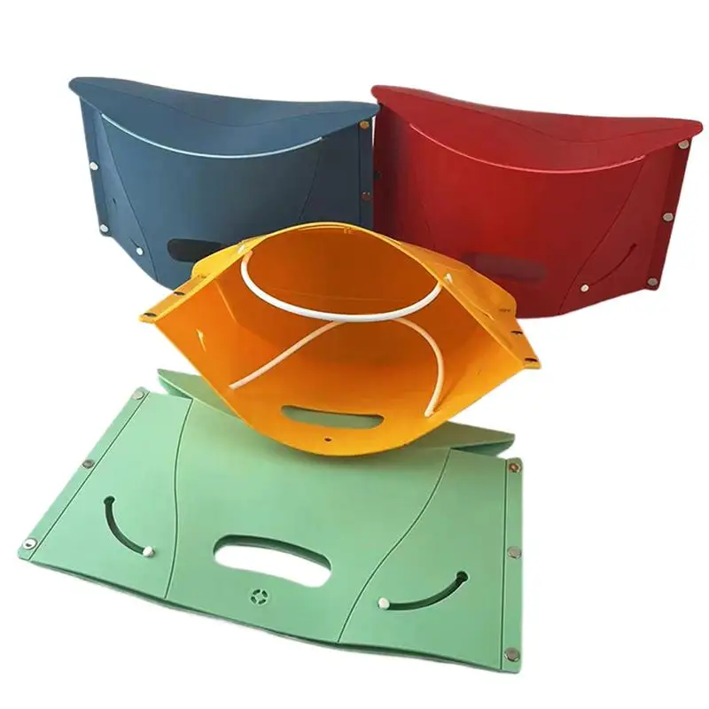 4pcs Folding Stool Outdoor Camping Chair Pocket Size Indoor Use Waterproof Furniture for Family Gathering Hiking, Fishing
