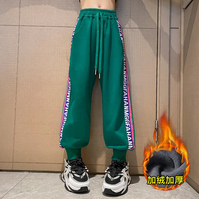 

Girls Warm Solid Casual Elastic Waist Sport Black Pants Baggy Vintage Hearm Trouser Kids High Street Joggers Children Sweatpants