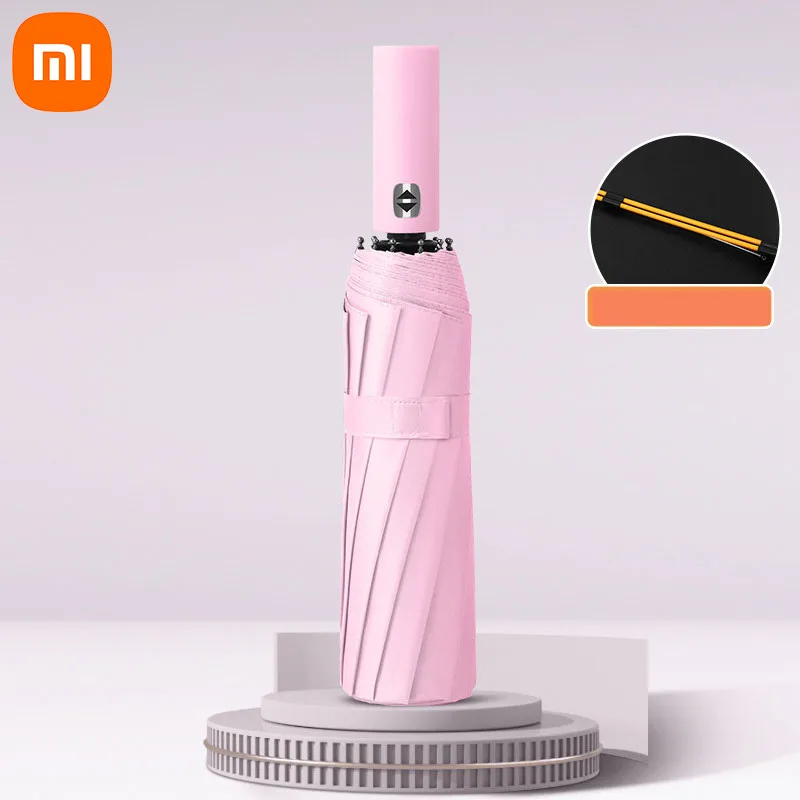 自動傘Xiaomi-24ボーン無地,軽量折りたたみ式,大判,屋外サンシェード
