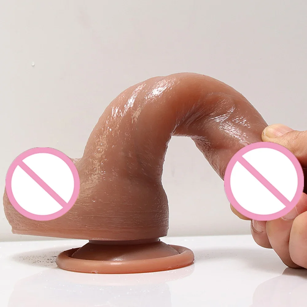 Super Skin Realistic Dildos Double Layer Silicone Soft Penis Sexy Dick Vagina Member Anal Cock Masturbators Sex Shop For Couple — view 3