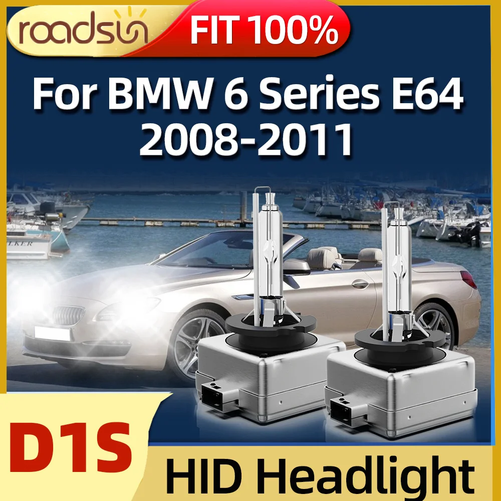 Roadsun 2Pcs Headlight D1S Xenon HID Car Bulbs 35W Headlamp 6000K Auto Lamp 12V Fit For BMW 6 Series E64 2008 2009 2010 2011