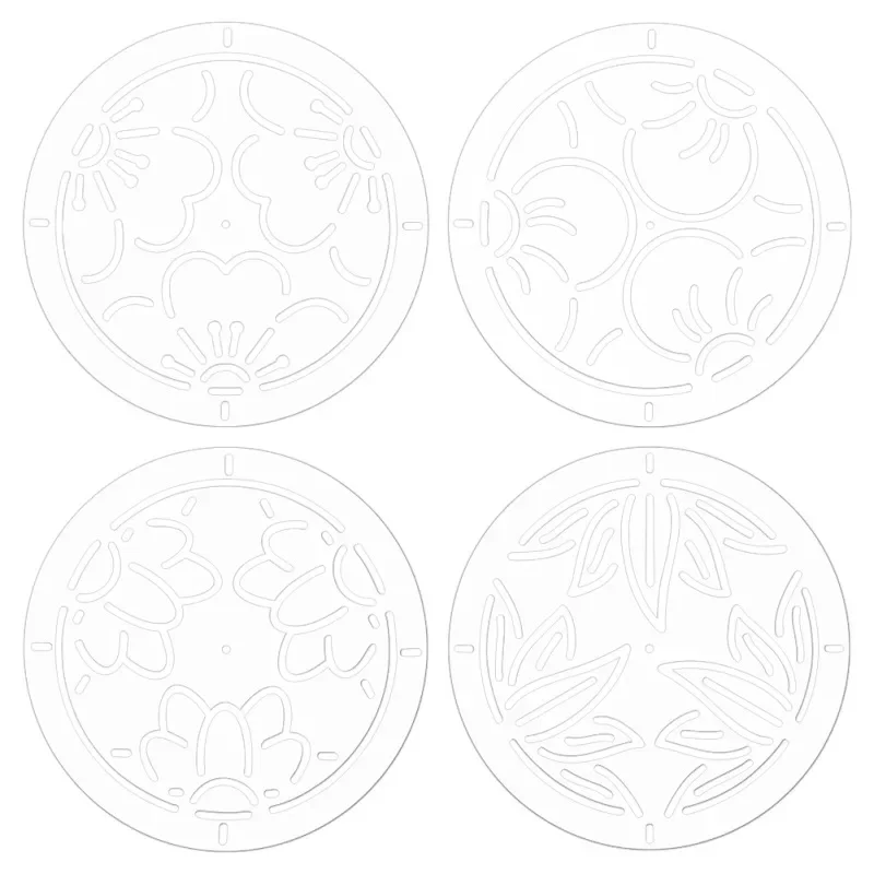 4Pcs 4.5inch 2mm Acrylic Sashiko Stencil Flower Acrylic Embroidery Tool Drawing Line Template for Hand Quilting and Embroidery acrylic embroidery stencil