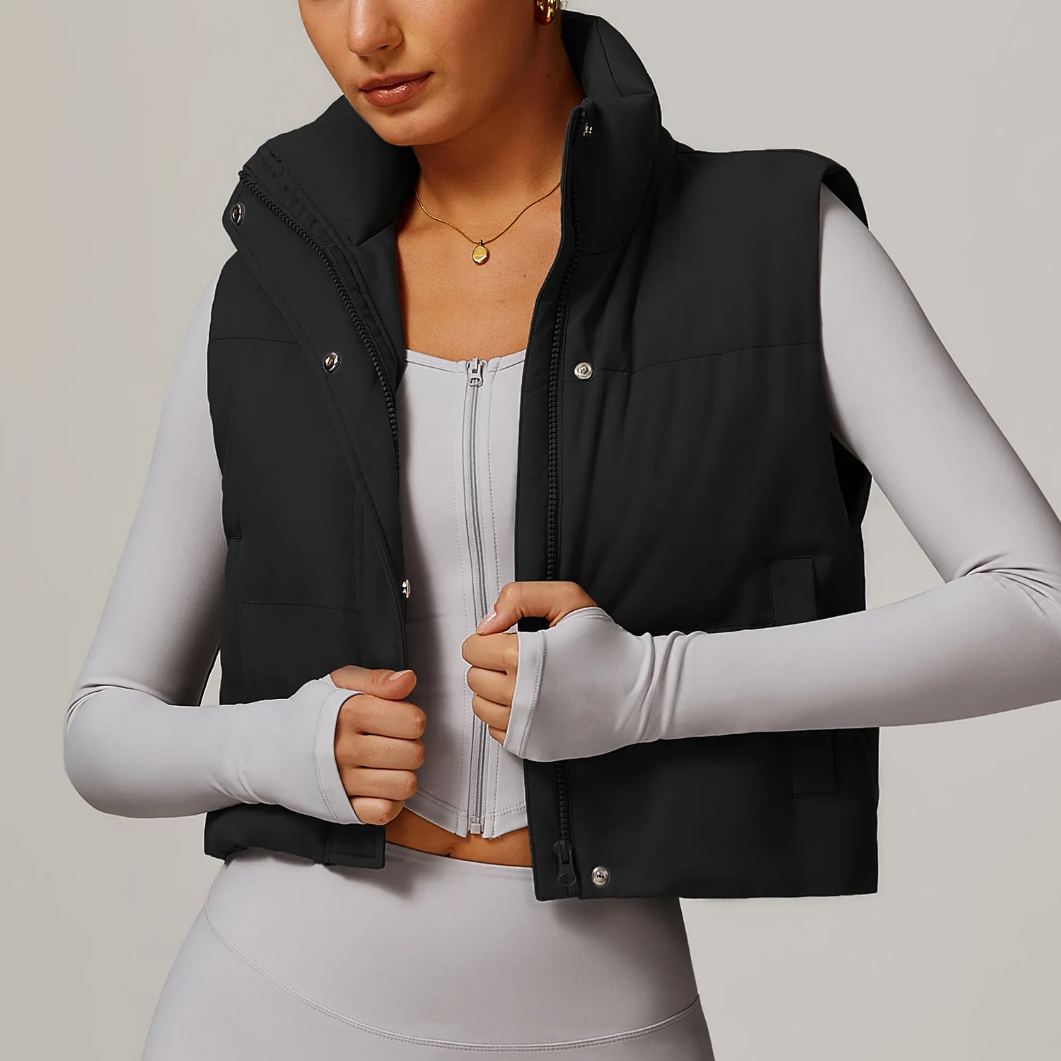 Mermaid Curve Winter Vest Down Jacket Vest Fashion All-match White Duck Down Warm Sports Jacket