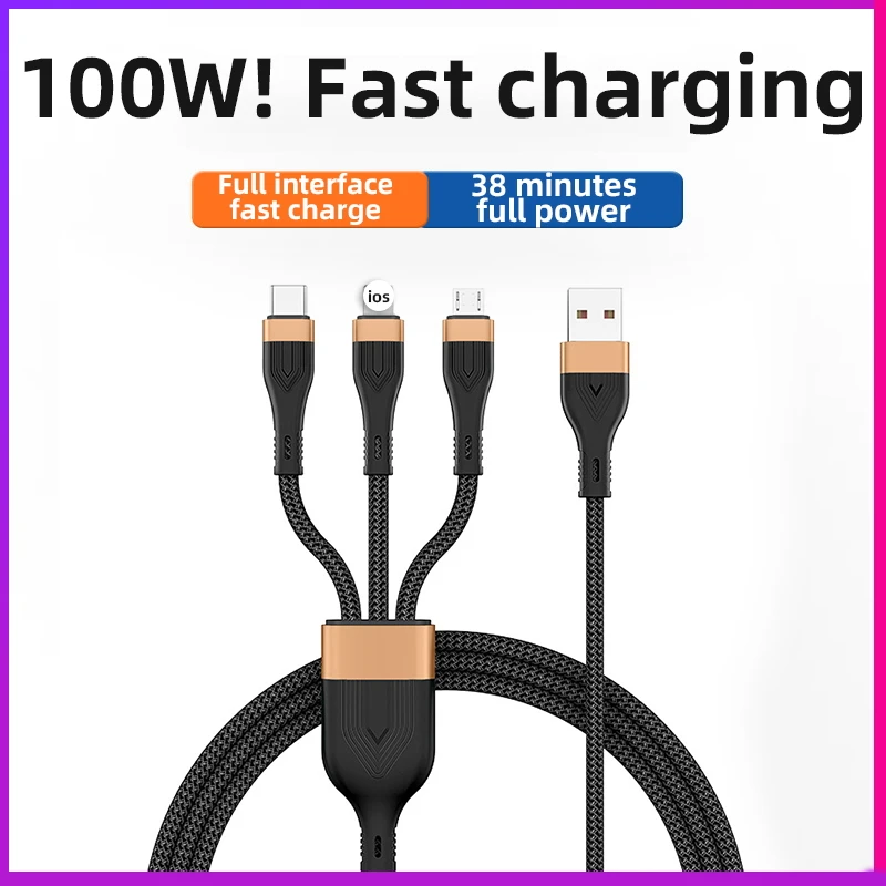 6A USB Chaging Cable 100W Fast Charging Data Transmission Charger Cable For iPhone 12 13 11Huawei Samsung Xiaomi Wire Cord type of android charger