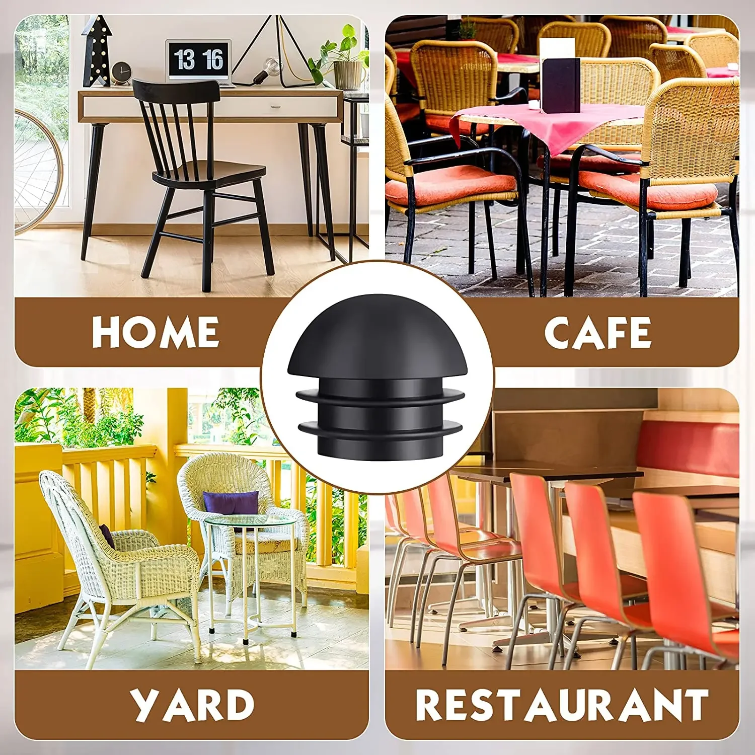 Furniture Glides Round Tube Inserts Plug Black Plastic End Caps Floor Protector Chair Leg Dust Cover Finishing