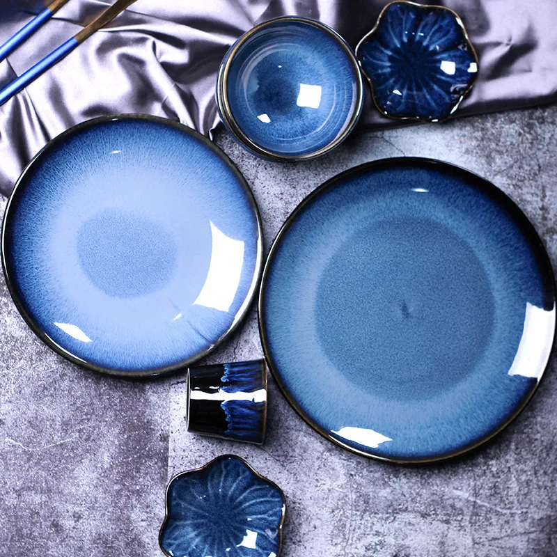 

Japanese kiln change dish set commercial hotel restaurant tableware steak plate ceramic plate