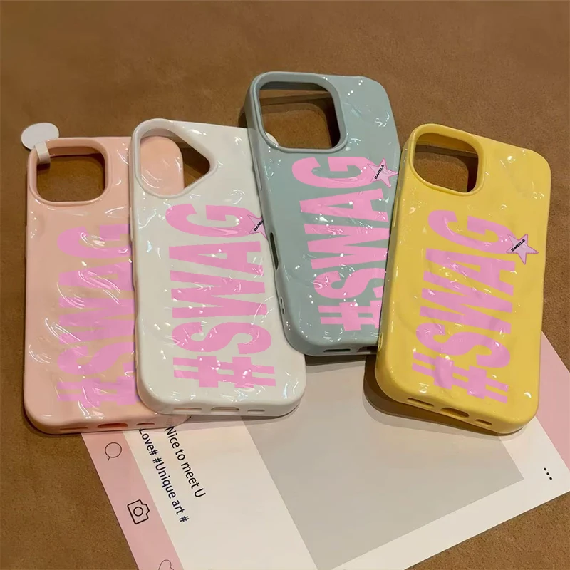 Swag Hip Hop Personalized Alphabet Phone Case For IPhone 16 15 11 Pro 13 12 14 17 Pro Max 16 Plus 17Air Wave Fashion Soft Cover