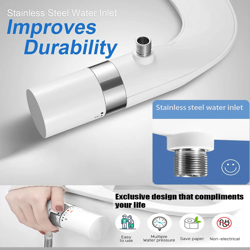 Non-Electric Lightweight Adjustable Water Pressure Dual Nozzle Bidet