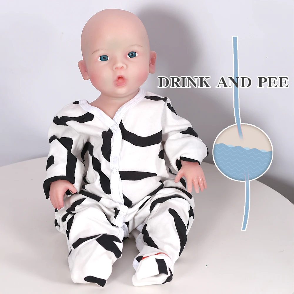 

47 CM 3 KG Handmade bonecas bebes reborn de silicone Real Girl Can drink can pee boneca reborn corpo de silicone Doll Kids Toy