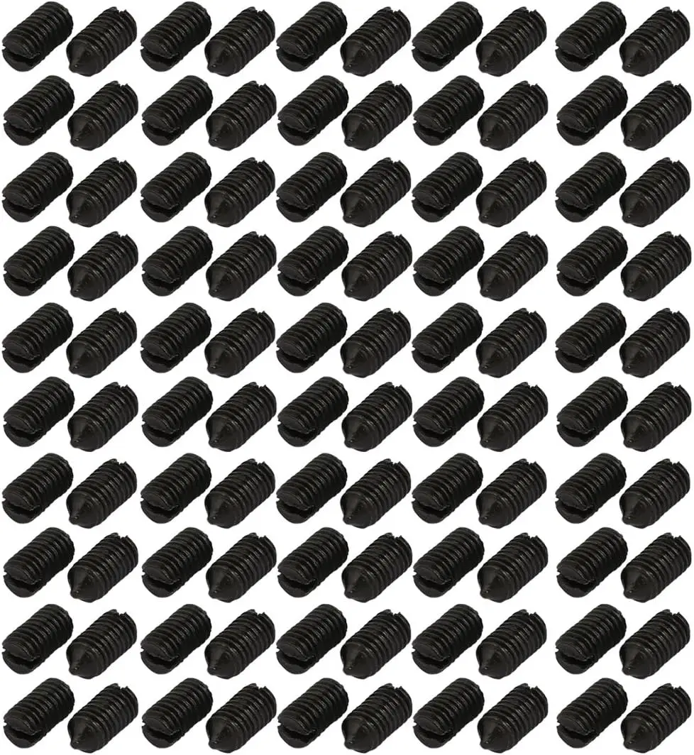 

100 Pcs M5x10mm Carbon Steel Slotted Drive Cone Point Grub Screw