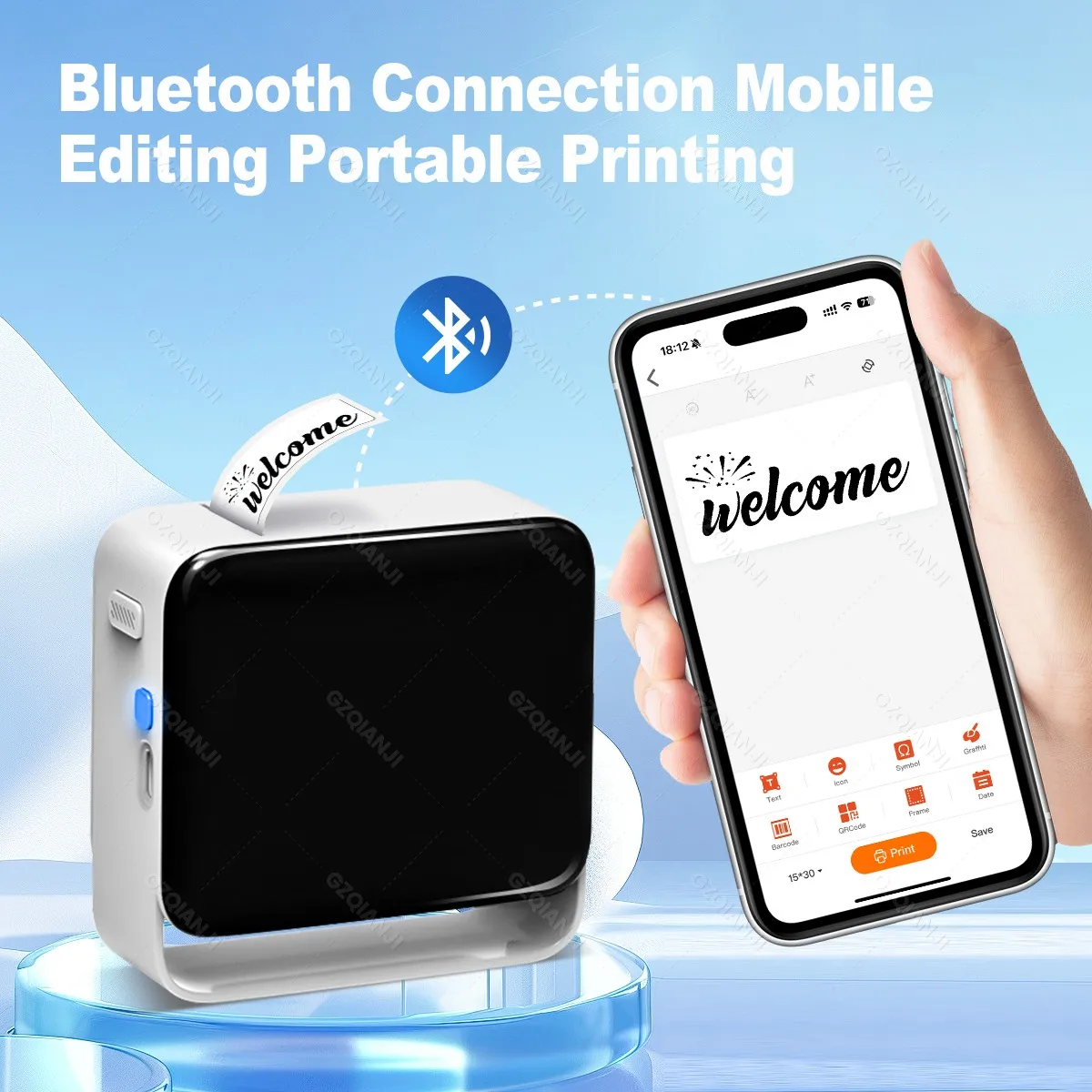 12-15mm Y12/P15 Wireless Bluetooth Label Printer Portable Thermal Printer Similar as D11 D110 Label Machine Mini Label Maker