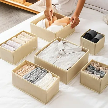 Organizzatori di biancheria intima di armadi e cassetti, guardaroba, vestiti, reggiseni, per biancheria intima, calzini, pantaloni, scatola di immagazzinaggio pieghevole per la casa 1