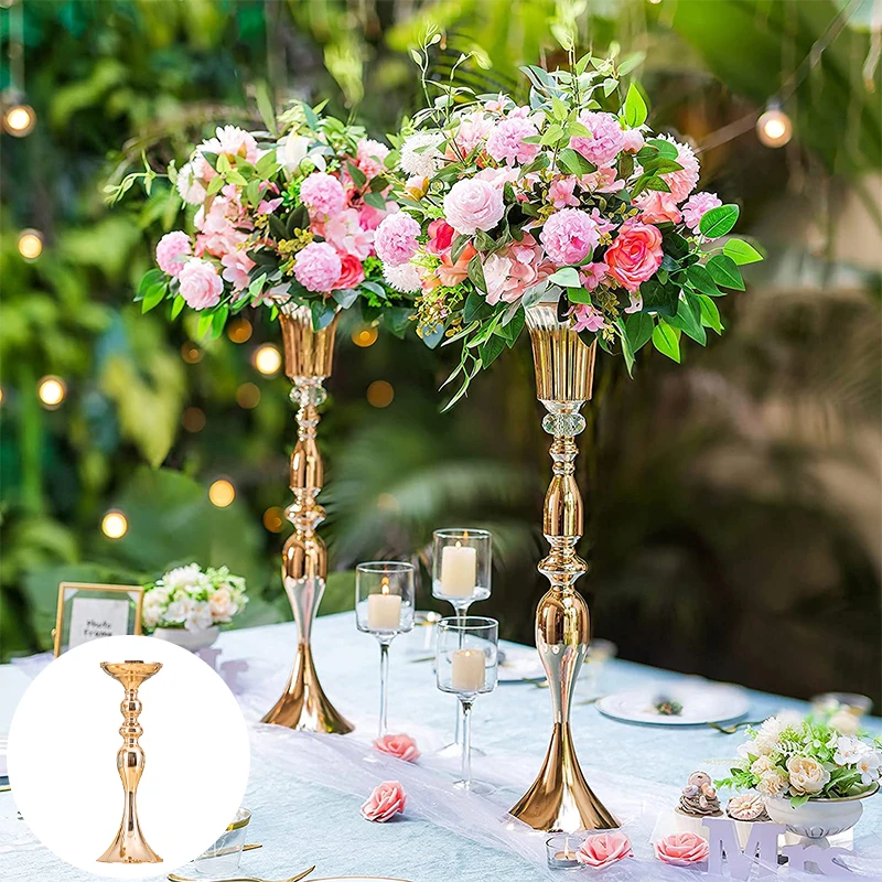 Candelabros de Metal para decoración de bodas, soportes de flores, jarrones, centro de accesorios de plomo fiestas y eventos| | - AliExpress