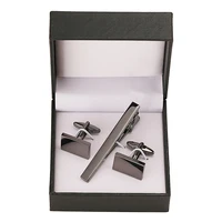 Classic men's French shirts cufflinks tie clip drawing laser metal cuff button clips wedding suits accessories jewelry box gift 3