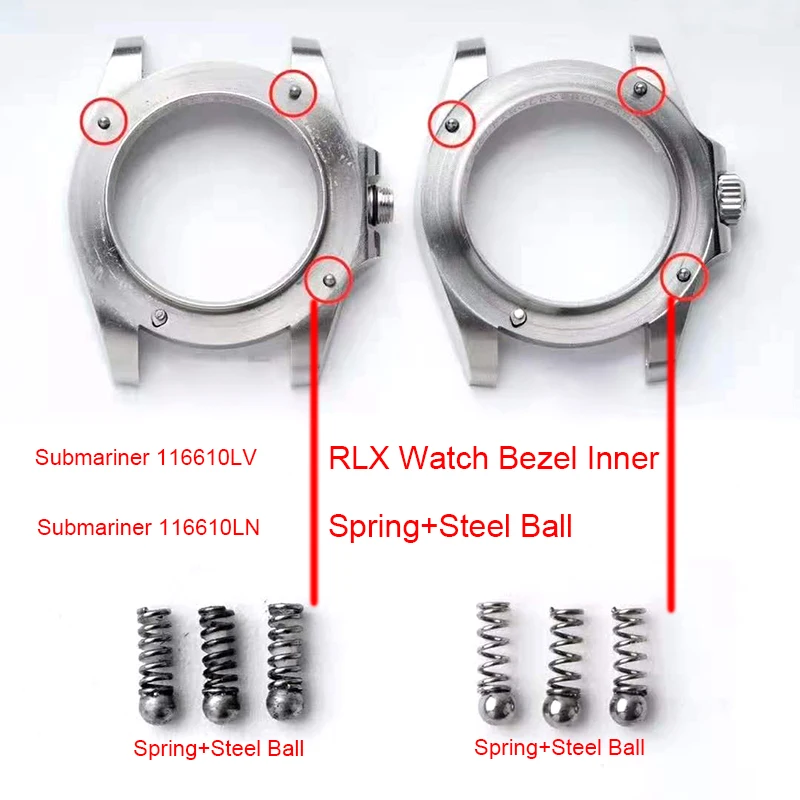 6Pcs Watch Bezel Inner Case Click Spring Steel Ball Tips Per Rlx Sub Submariner 116610, Sostituzione Delle Parti Dell'Orologio