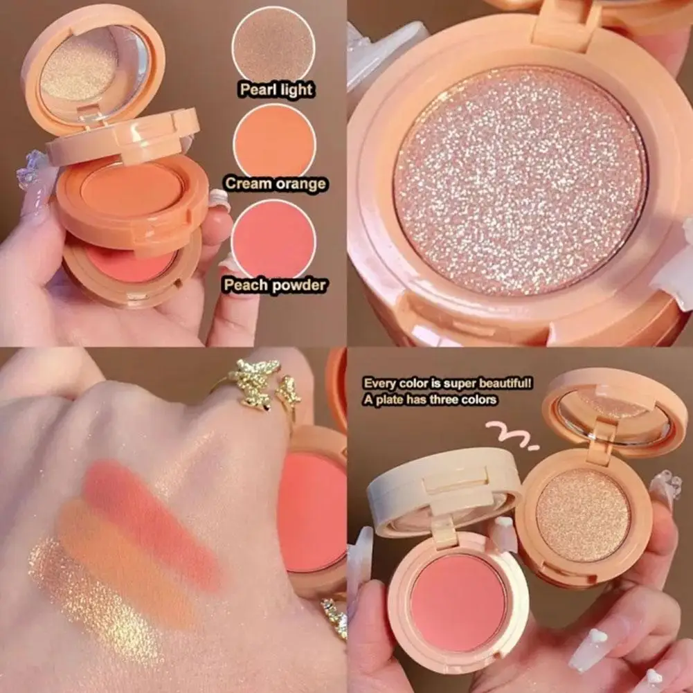 3 In 1 Matte Highlighter Blush Palette Pearly Blush Shiny Eyeshadow Multifunctional Face Makeup Palette women Cosmetics hot 4