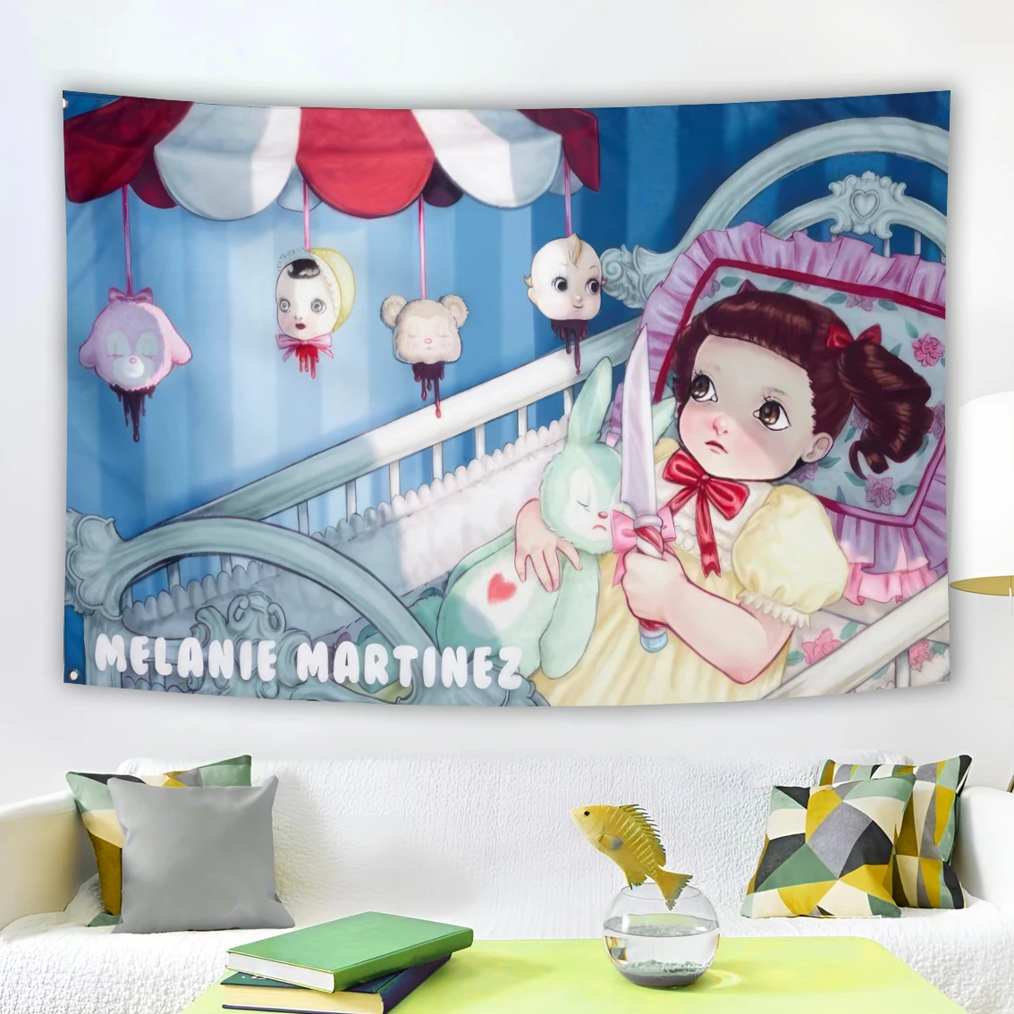 Melanie Martinezs Bandeira Chorando Criança Tapeçaria, Decoração do lar, Cute Girl Room, 90x150