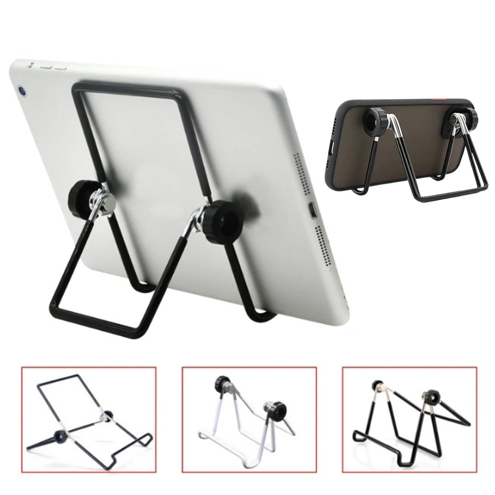 Foldable Holders Metal Tablet Stand Mount Desk Flexible Phone Stand for IPad IPhone Samsung Huawei Universal Work Home Travel