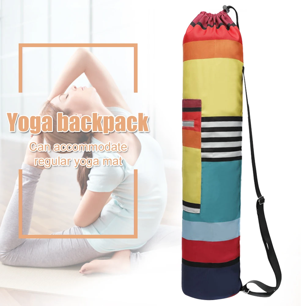 Description Picture 6 of itemCanvas Yoga Mat Bags Case Reflective Zipper Printed Fitness Cushions Backpack Adjustable Strap Portables Drawstring Sports Tools