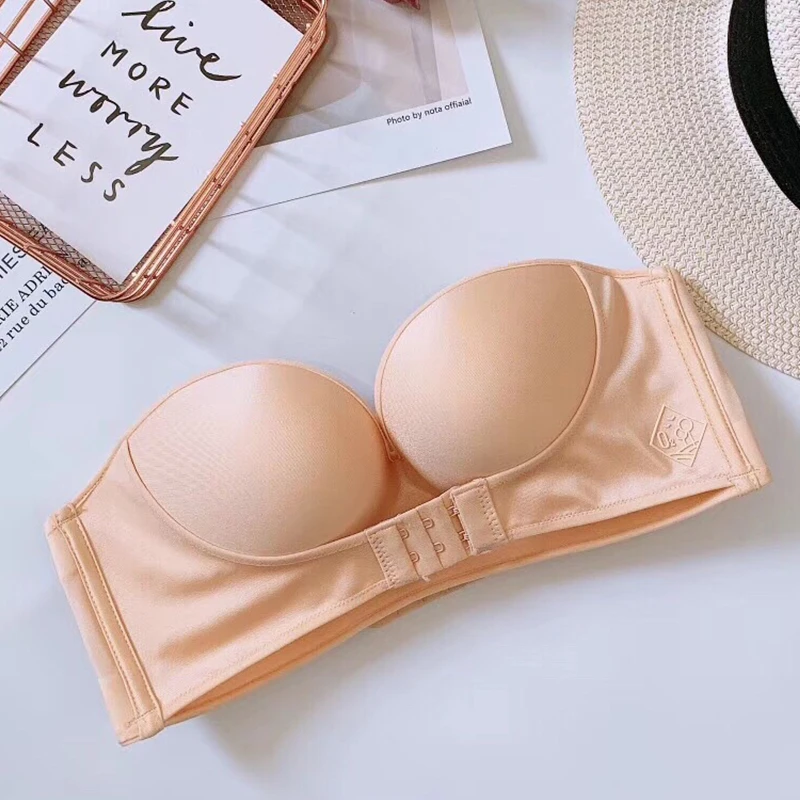 Women Sexy Strapless Push Up Bra Front Closure Bralette Invisible Bras  Underwear Lingerie Cup Seamless Brassiere Solid Color Bra - AliExpress
