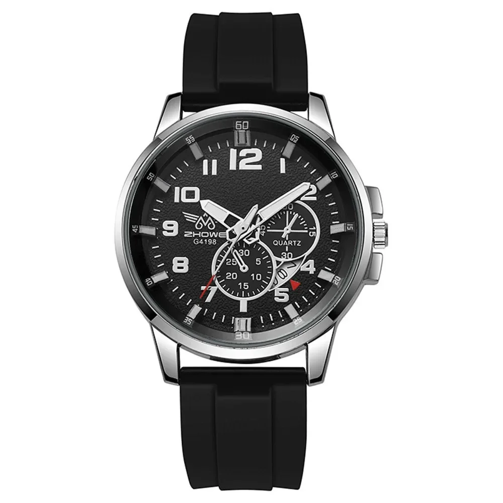 5-piece casual fashion business silicone scale calendar men's youth quartz watch set