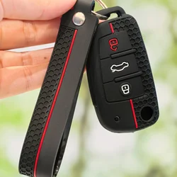 Premium Silicone Folding Key Cover Case - Universal Car Key Protection Accessory (Black)