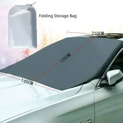 Waterproof Magnetic Car Windshield Sunshade and Snow Protector (Black)