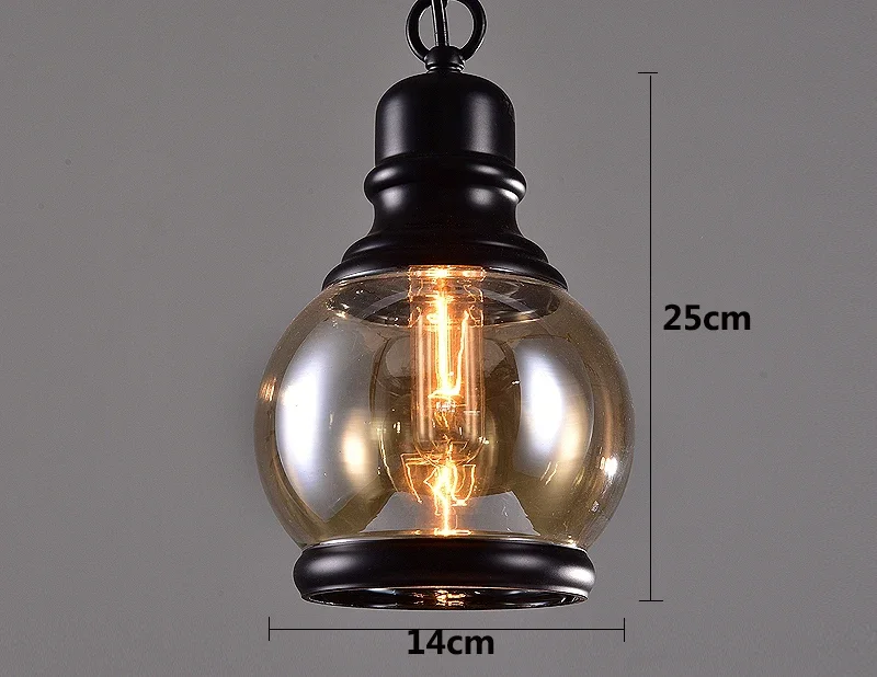 Description Picture 5 of itemVintage Amber glass wine bottle pendant light Industrial style LED E27 Bulb Iron  lamp for bar restaurant Coffee shop