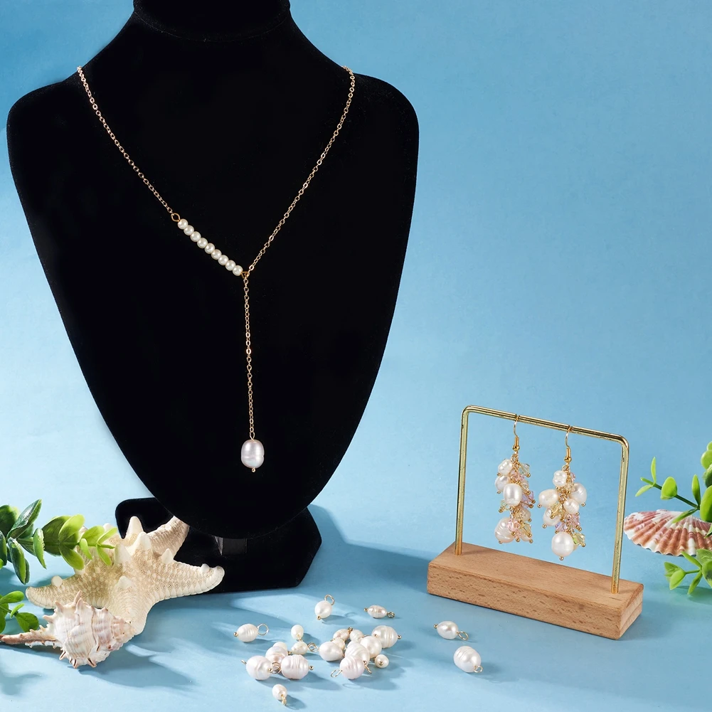 60Pcs Natural Freshwater Pearl Pendants Rice Charms For Jewelry Making Handmade Necklace Earring DIY Findings Suppies 13~17mm