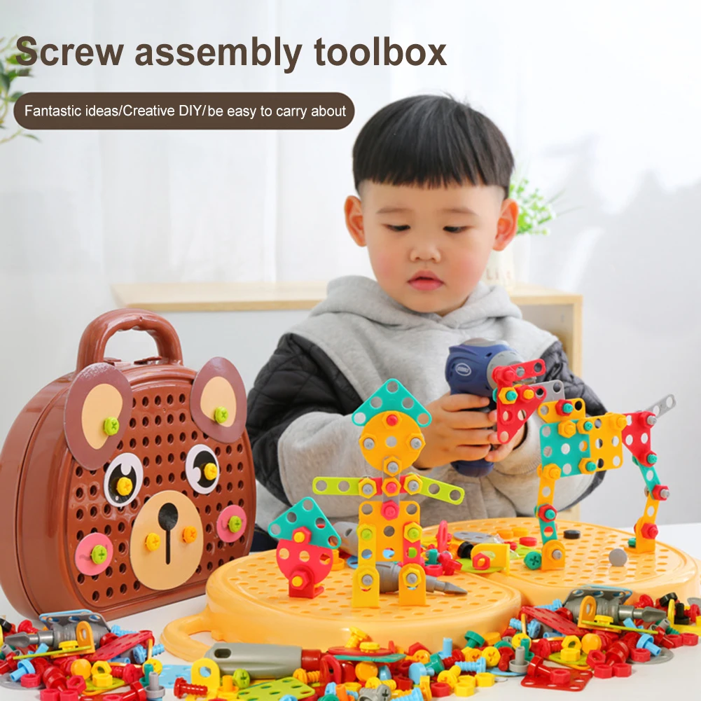 Creative Mosaic Puzzle Toy Trendy Bits Screw STEM Toy Engineering Construction Block Building Set STEM Learning Educational Toys