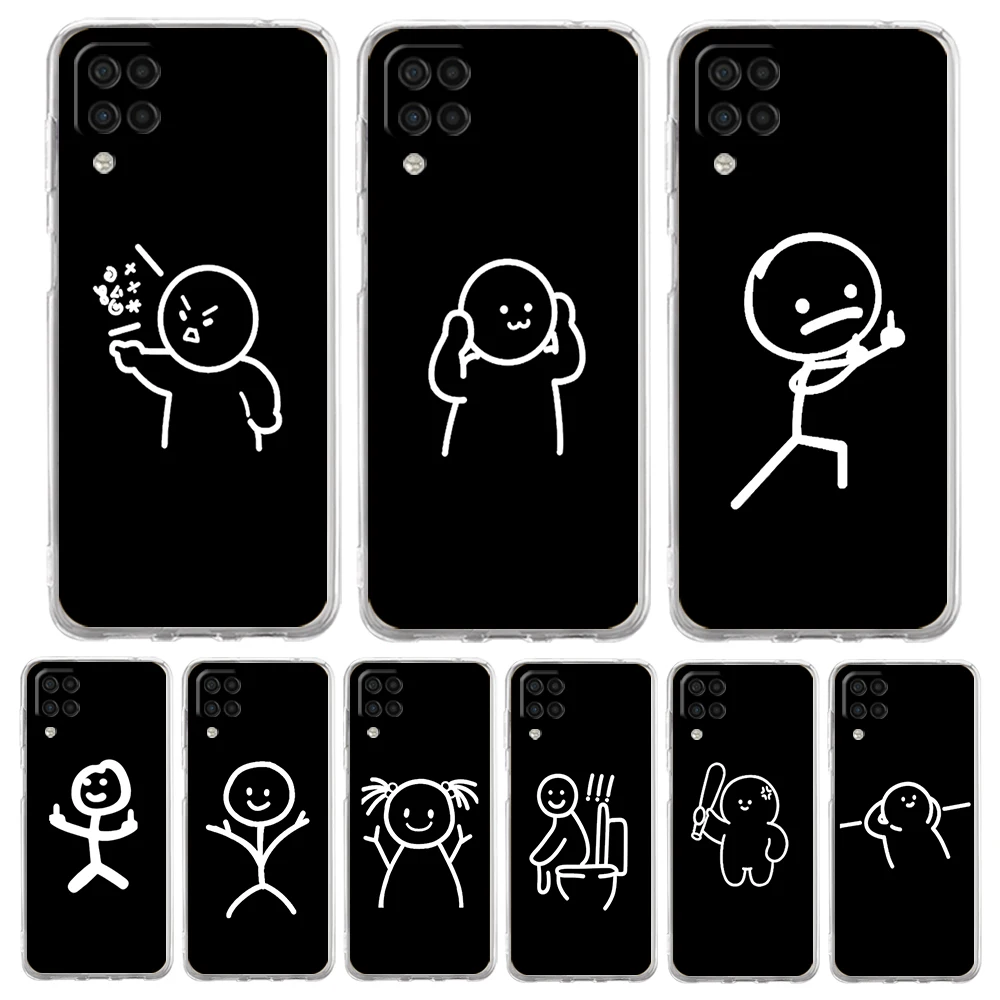 

Cartoon Matchman Case for Samsung Galaxy A13 A22 A32 A52 A72 A51 A71 A11 A31 A41 A01 A21S 5G Transparent Silicone TPU Shell Bags