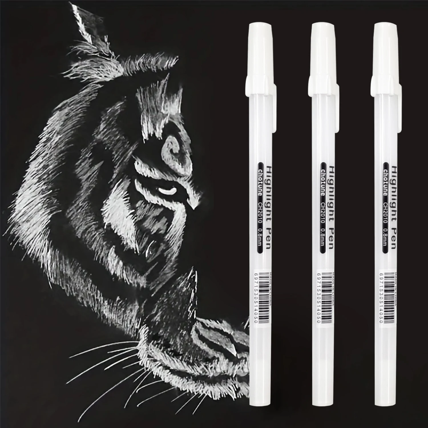 Gel Pens 0.5mm fine tip set of 10 for black paper drawing etc