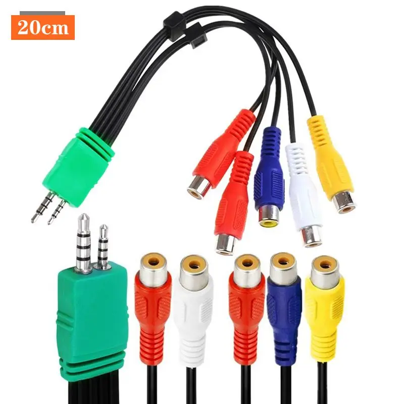20cm-3-5mm-2-5mm-To-5RCA-Audio-Video-AV-Component-Adapter-Cable-For ...