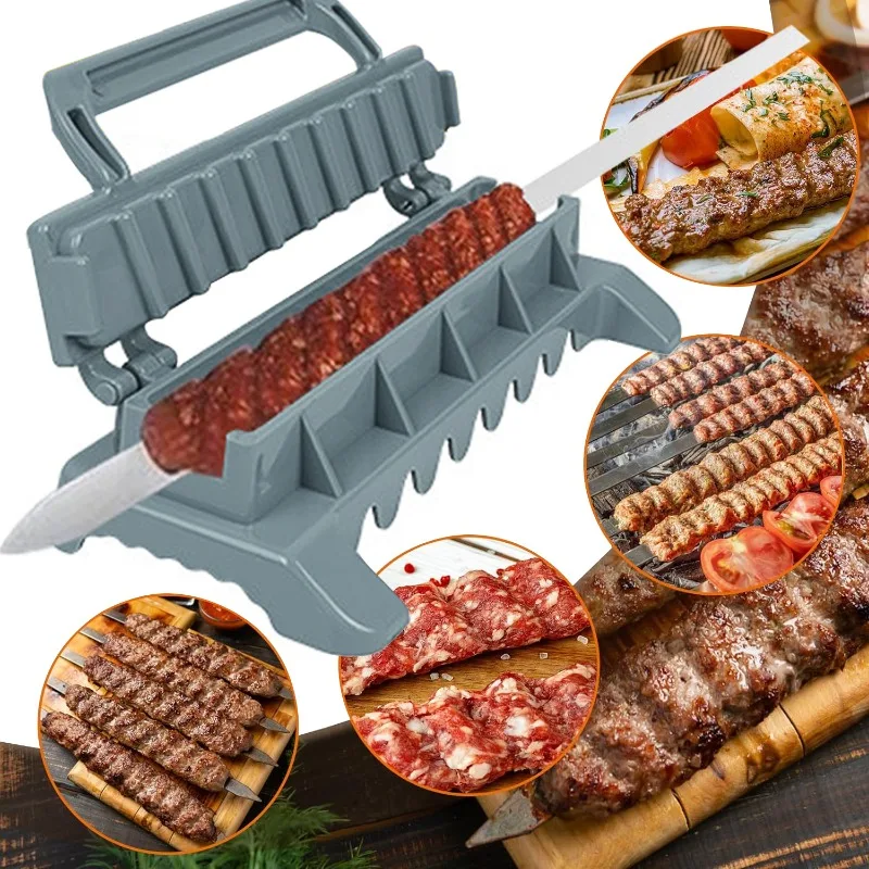 Row Kebab Maker Bbq Meat Skewer Machine Kebab Press Maker Reusable Plastic Bbq Skewer Preparation BBQ Tool