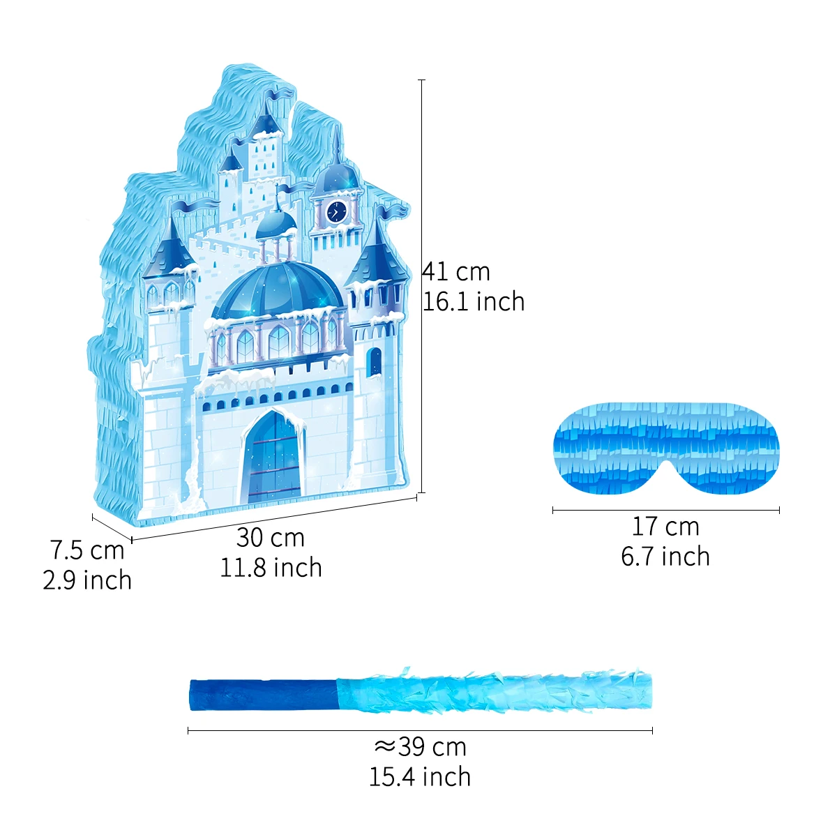 1Set Winter Schnee Schloss Pinata Bundle mit Augenbinde Stick für Frohe Weihnachten Thema Geburtstag Baby Shower Party Dekoration – Detail 1