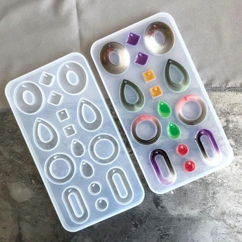 91AC DIY 공예 귀 스터드 주조 금형 이어 드롭 Dangler UV 크리스탈 수지 에폭시 곰팡이