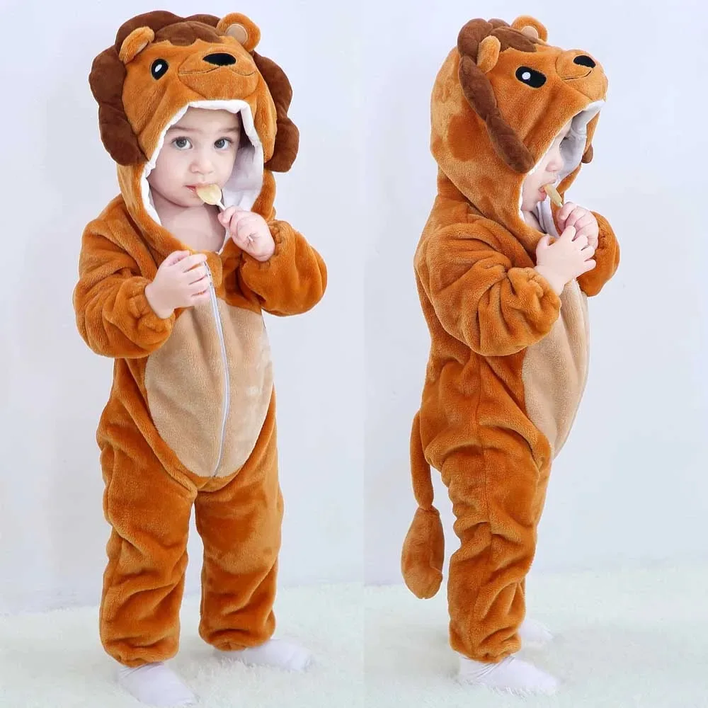 Kids Pajamas Winter Fox Onesie Unicorn Panda Kigurumi Anime One Piece Flannel Nightwear
