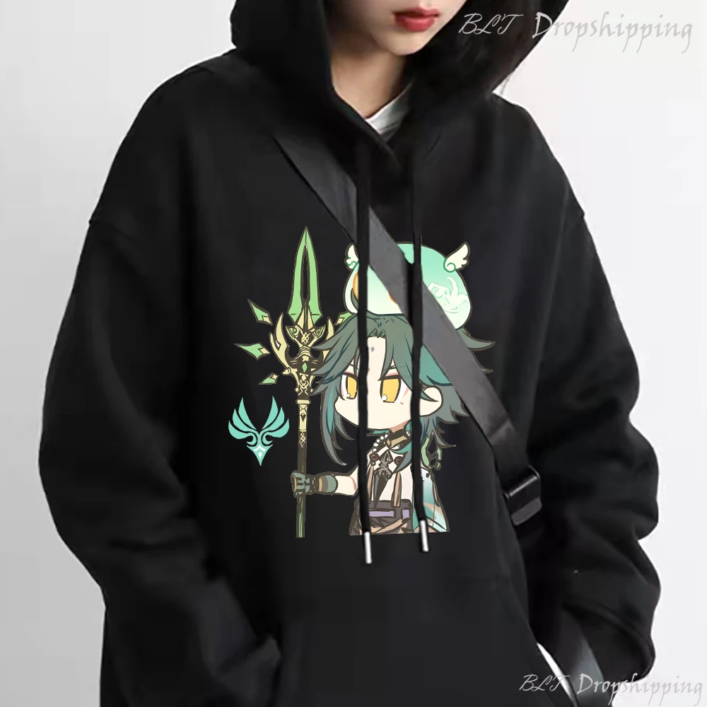

Xiao Hoodie Genshin Impact Sweatshirt Long Sleeve Spring Casual Tops Cartoon Graphic Hoody Kawaii Print Pullovers Girls Clothes