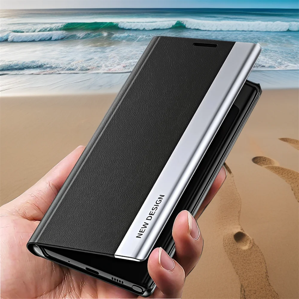 Leather Magnetic Flip Phone Case with Stand Feature