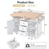 Rolling Kitchen Island with 2 Drop Leaf and Power Outlet, Island Table on Wheels with Towel Rack and Spice Rack 2