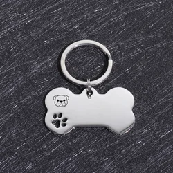 Personalized Bone - Shaped Stainless Steel Dog ID Tag with Custom Engraving (BQJ - 882 - 1 - Bulldog)