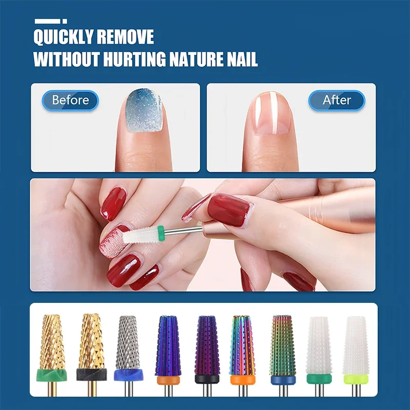 37 Styles Carbide Nail Drill Bits 5 in 1 Ceramic Tungsten Nail Drill Bit Milling Cutter For Manicure Pedicure Files