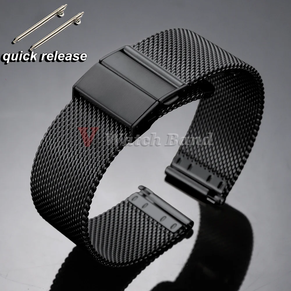 Elegant Milanese Mesh Loop Stainless Steel Watch Strap with Quick Release